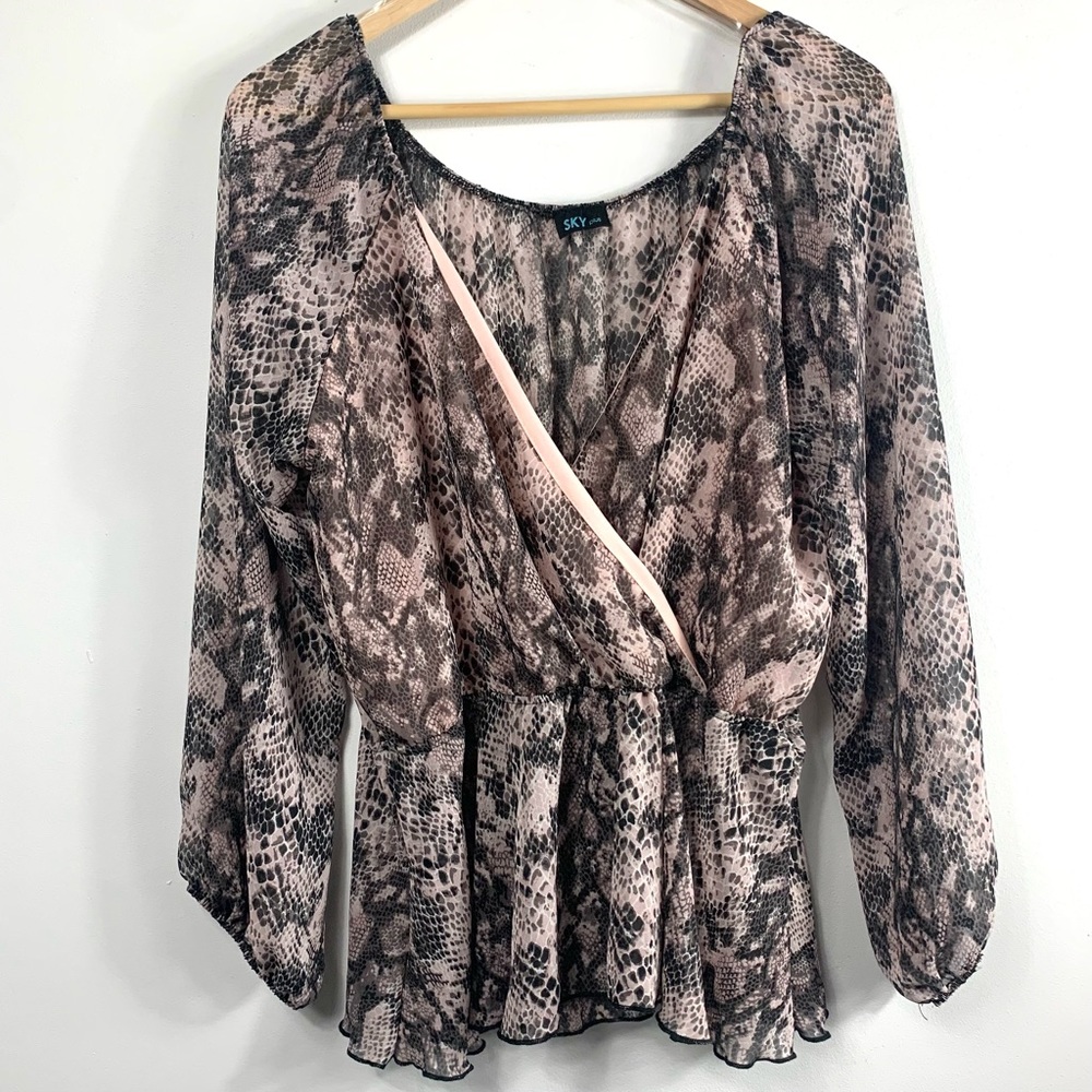 Sky Plus Sheer Snake Print Top